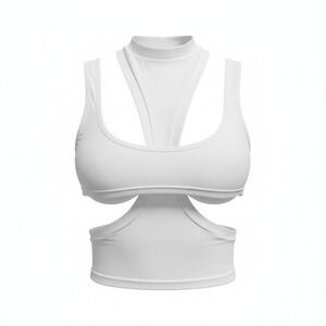 New Small White Sexy Cut Out Crop Top Open Sleeveless Tank Blouse Tee